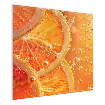 Magnettafel mit dem Motiv Orangen im Sprudel