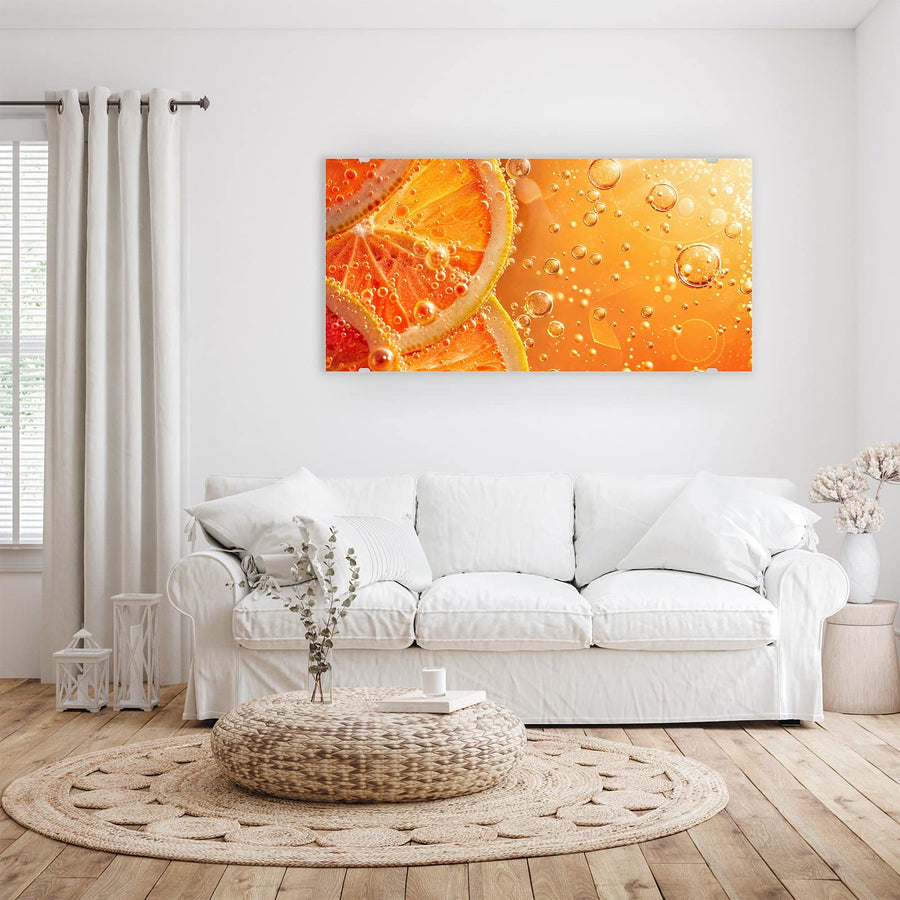 Maße Wandbild - Orangen im Sprudel - Querformat