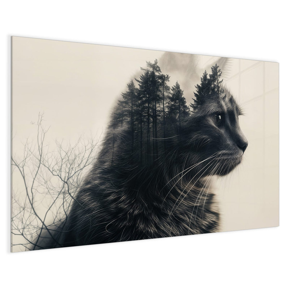 4 mm Glas statt lackiertem Blech – Magnettafel - Katzenprofil mit Wald