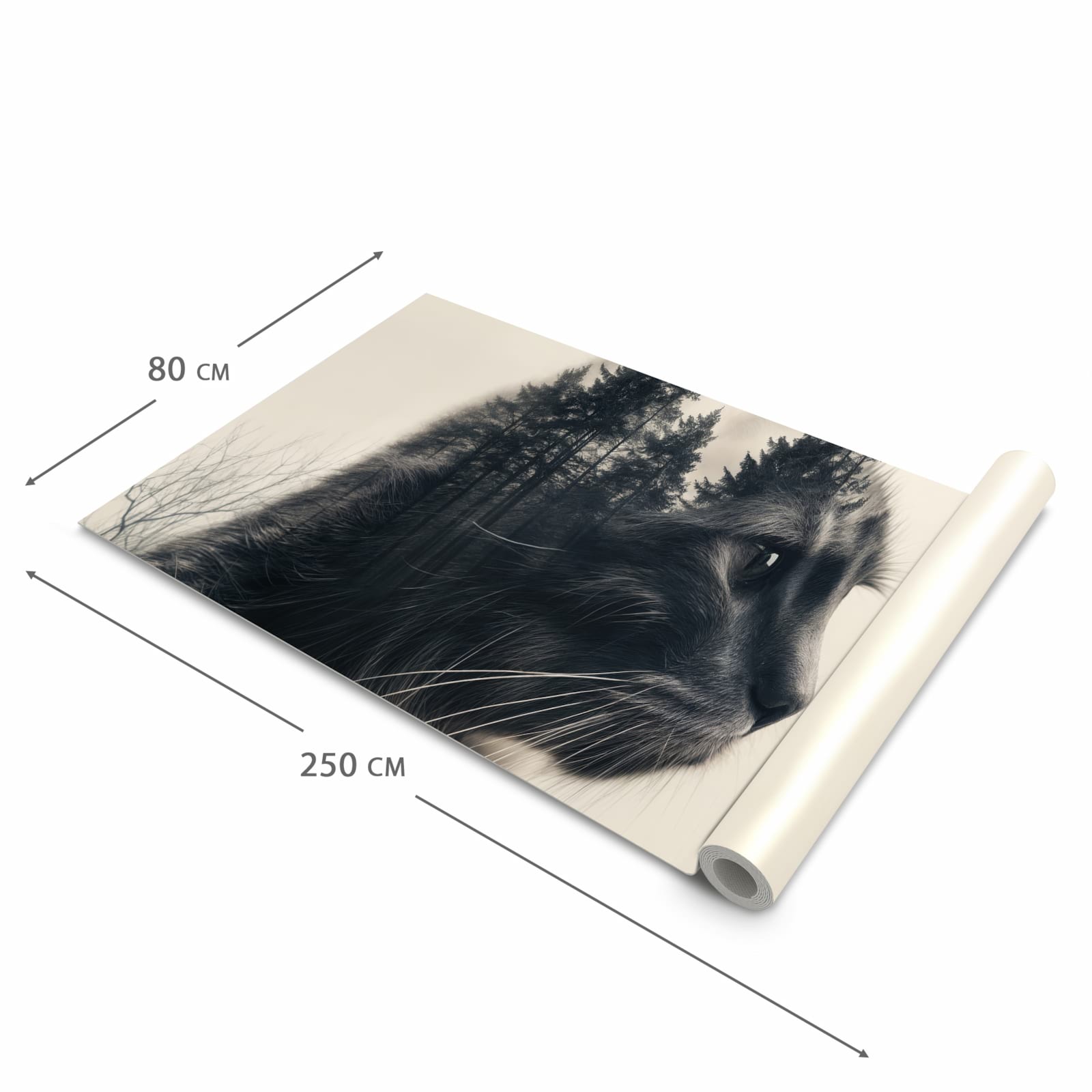 Langlebiger Küchenteppich mit Motiv Waldkatze in der Grösse 80x300 cm