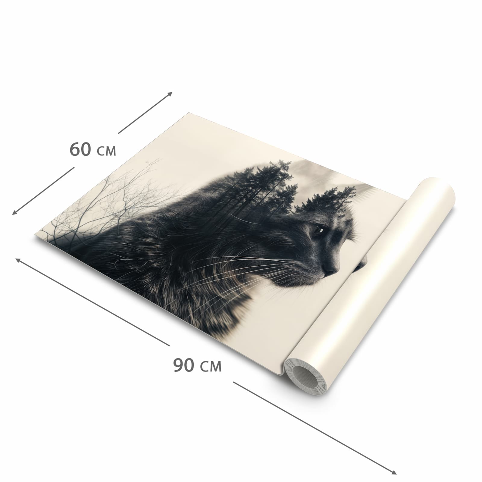 Strapazierfähiger Bodenläufer mit Motiv Waldkatze in der Grösse 80x300 cm