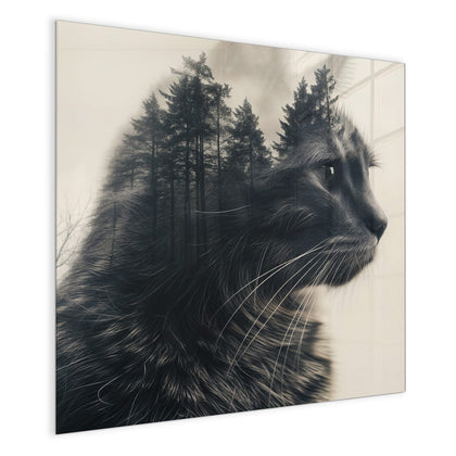 Magnettafel mit dem Motiv Katzenprofil mit Wald