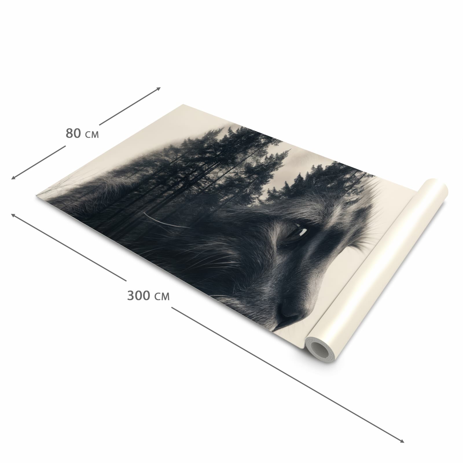 Feuchtigkeitsresistenter Küchenteppich mit Motiv Waldkatze in der Grösse 80x300 cm