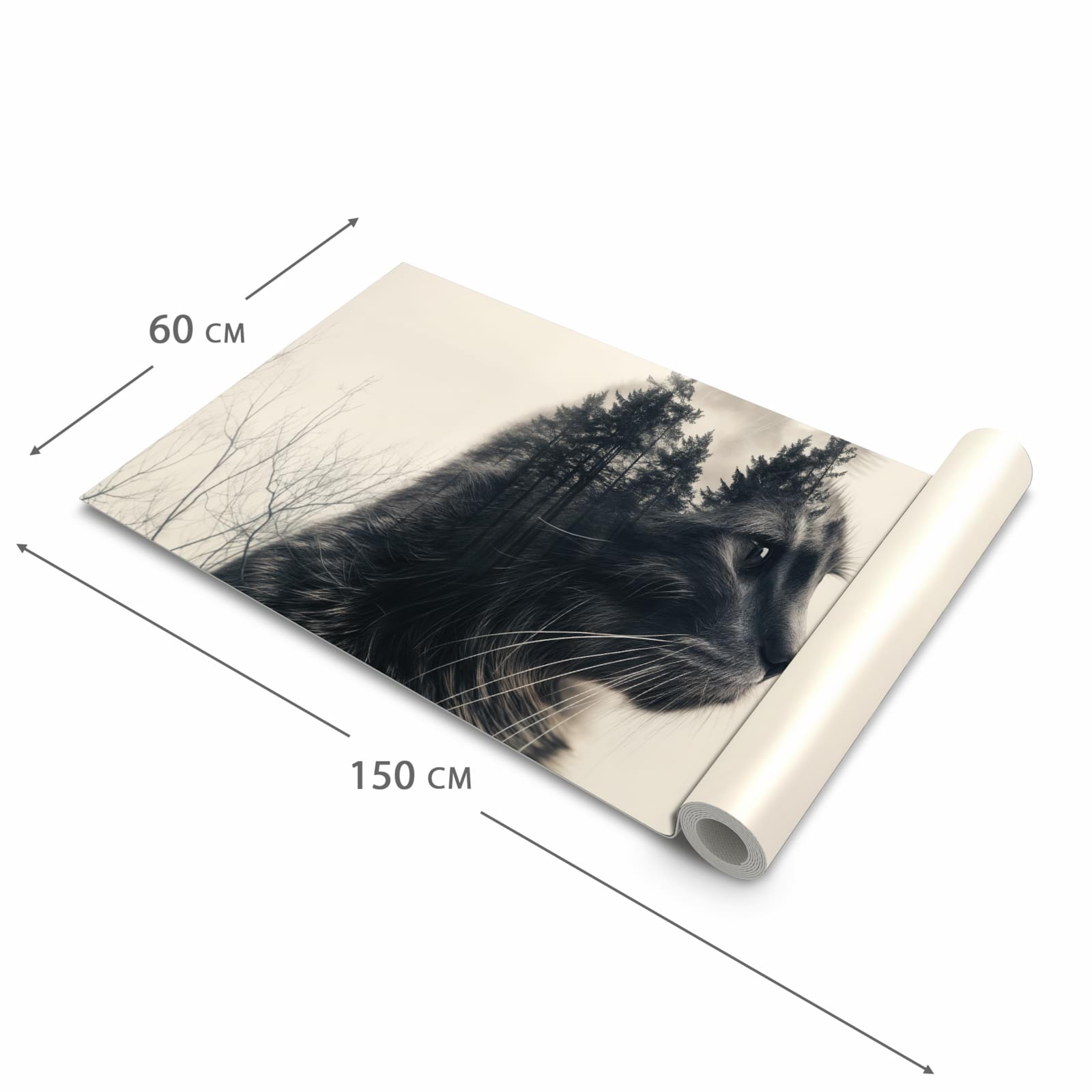 Komfortabler rutschfester Teppich mit Motiv Waldkatze in der Grösse 80x300 cm