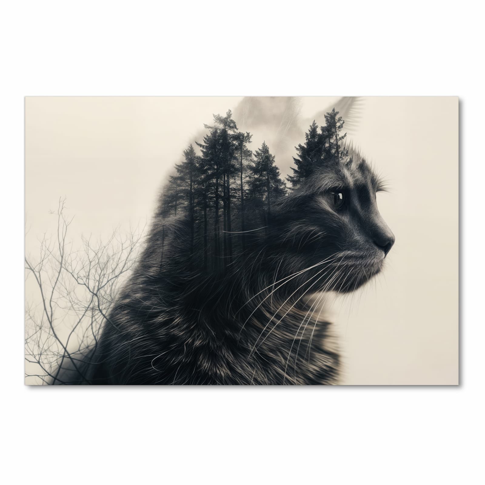 Strapazierfähiger dünner Küchenteppich mit Motiv Waldkatze in Frontansicht