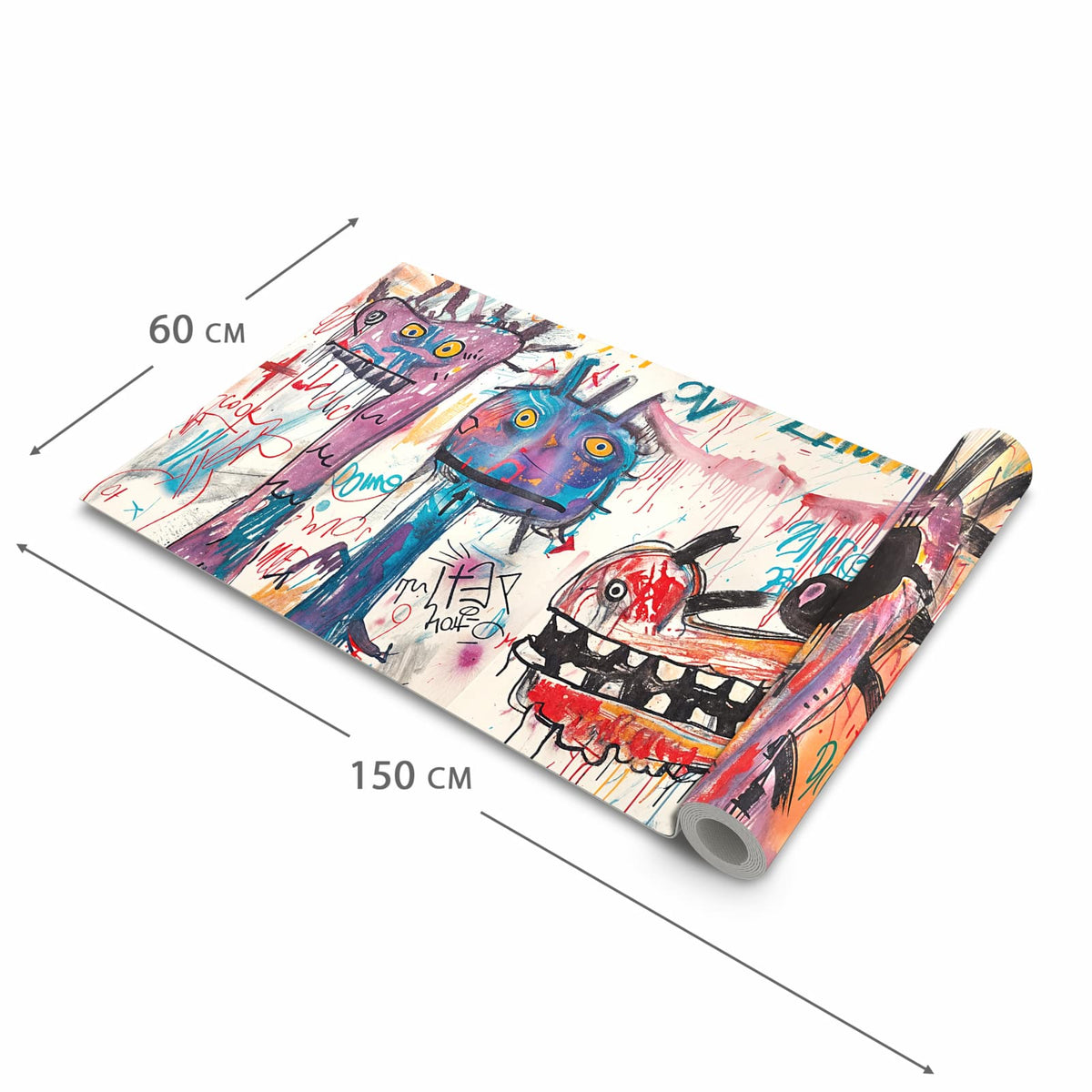 Feuchtigkeitsresistenter Küchenteppich mit Motiv Kreatives Graffiti in der Größe 90x240 cm