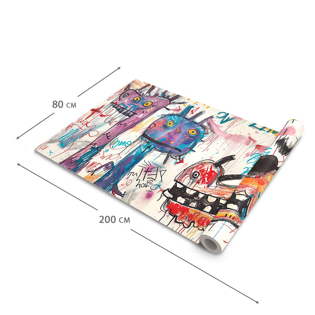 Küchenteppich mit Motiv Kreatives Graffiti in der Grösse 90x240 cm für sicheres Aufbewahren