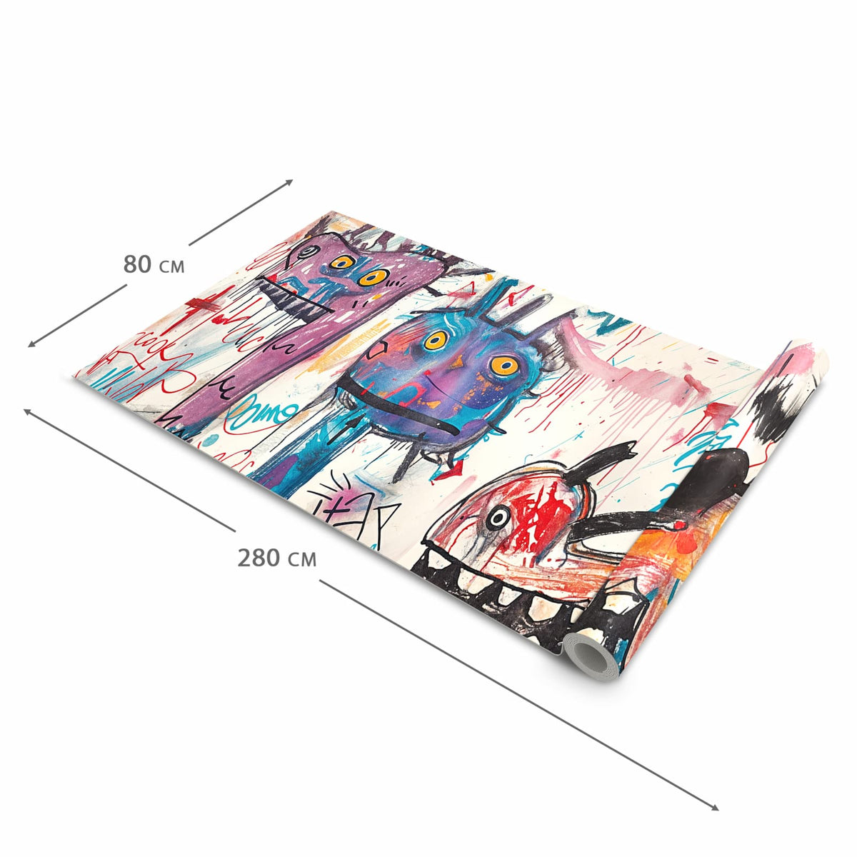 Geräuschdämpfender waschbarer Küchenläufer mit Motiv Kreatives Graffiti in der Größe 90x240 cm
