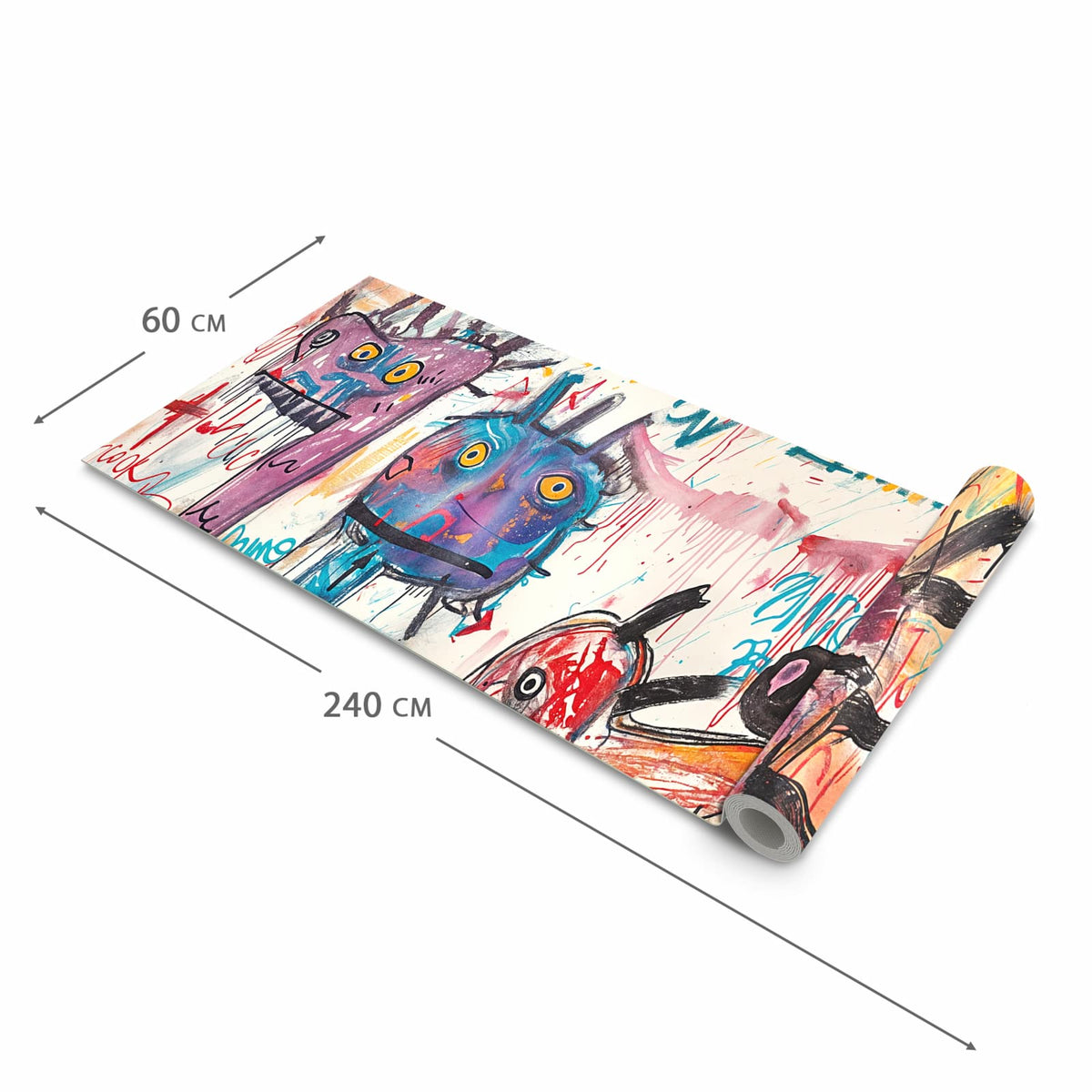 Waschbarer Küchenteppich mit Motiv Kreatives Graffiti in der Grösse 90x240 cm für Ordnung