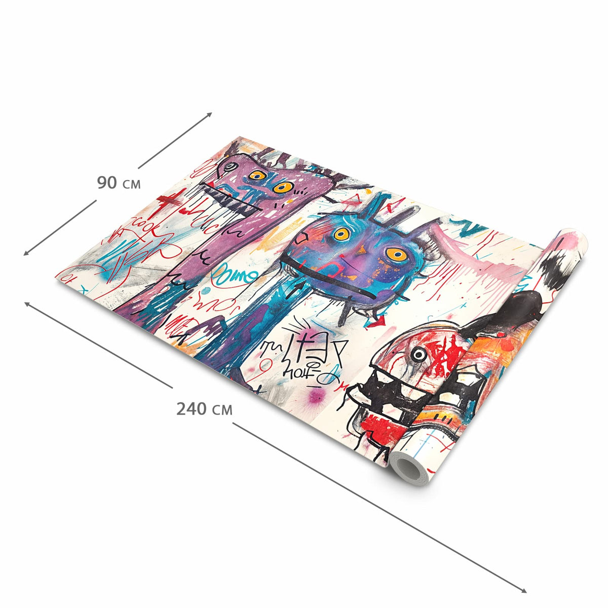 Rutschfester Küchenläufer mit Motiv Kreatives Graffiti in der Grösse 90x240 cm für Trittkomfort