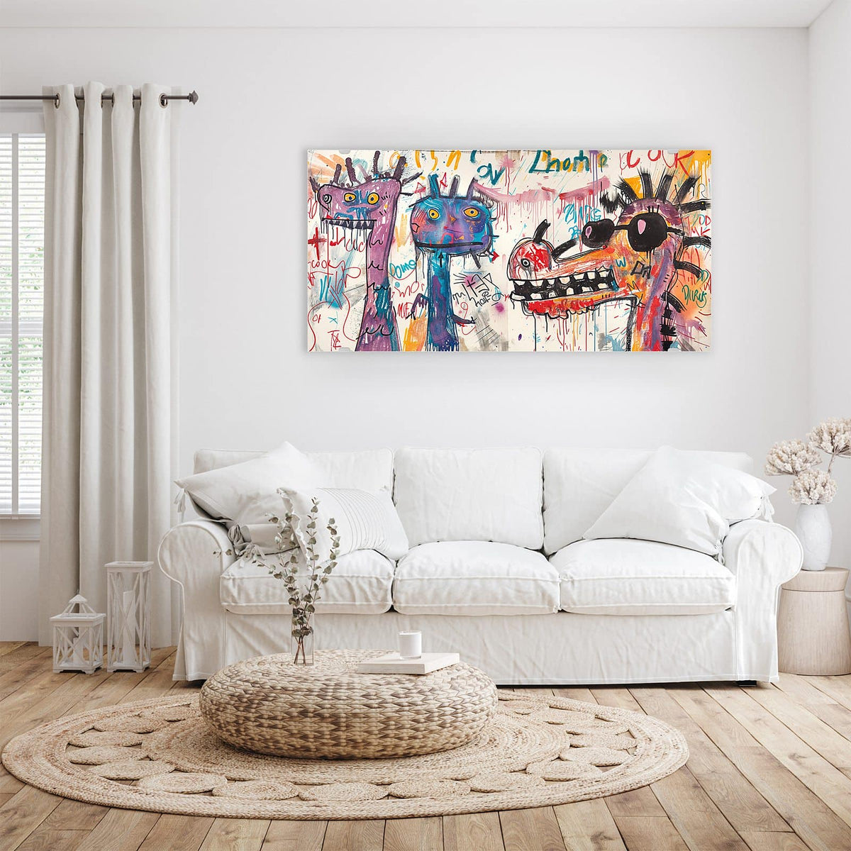 Wandbild - Graffiti-Monster - Querformat – Fabeltier mit Sonnenbrille als Graffiti