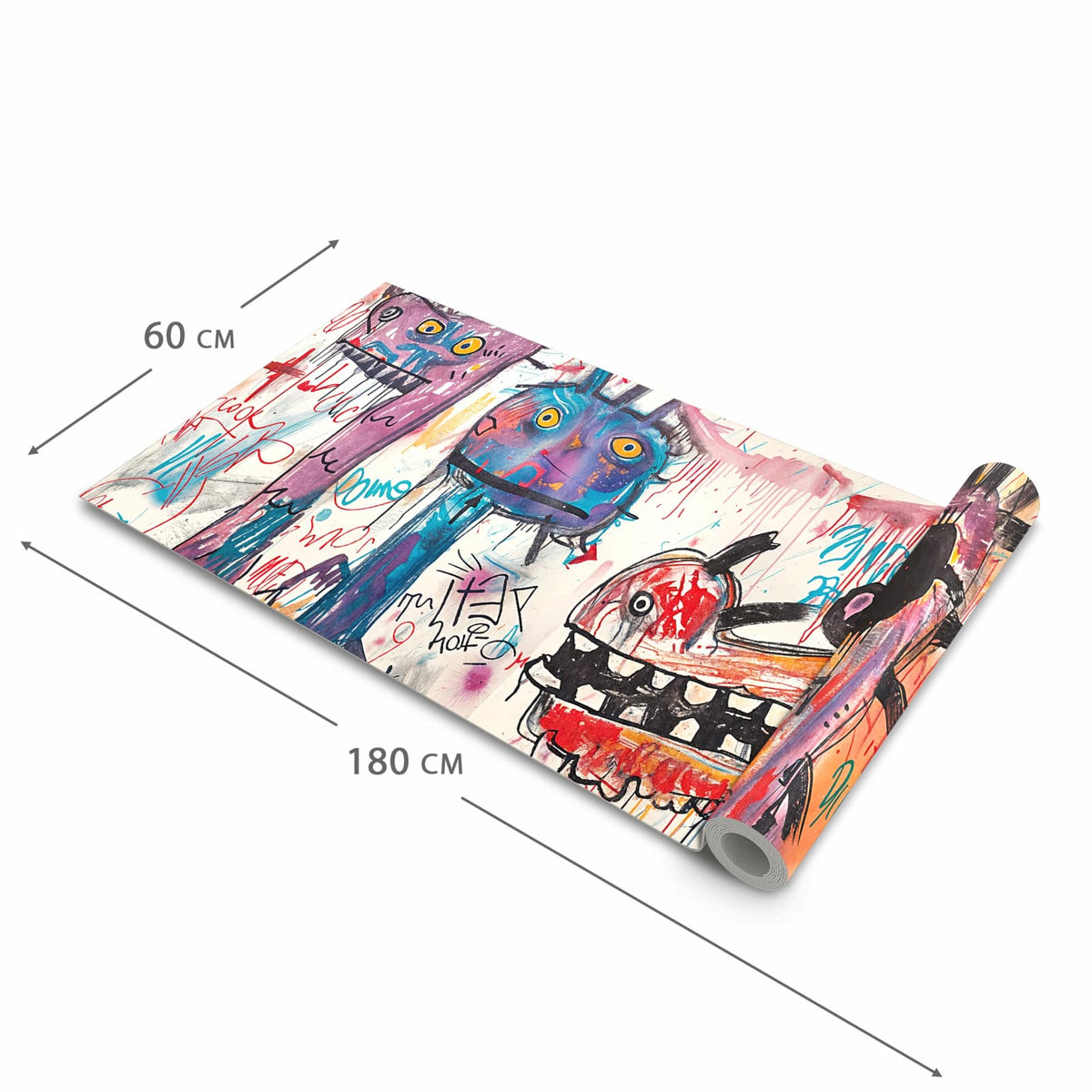 Bodenschonender Küchenteppich mit Motiv Kreatives Graffiti in der Grösse 90x240 cm, waschbar