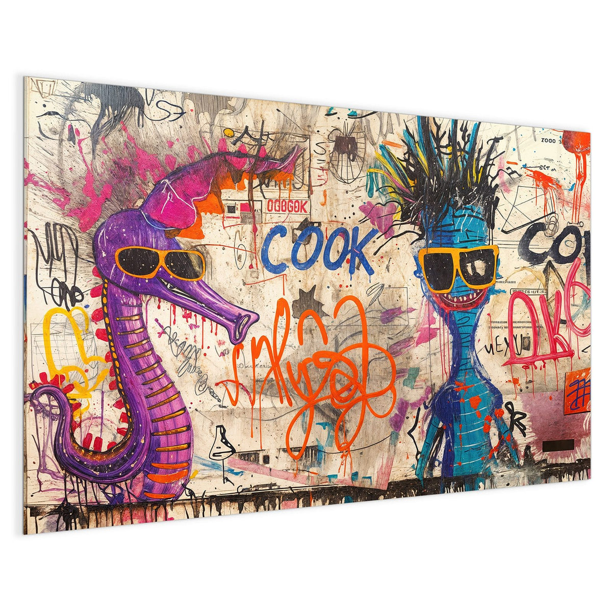 4 mm Glas statt lackiertem Blech – Magnettafel - Graffiti-Figuren