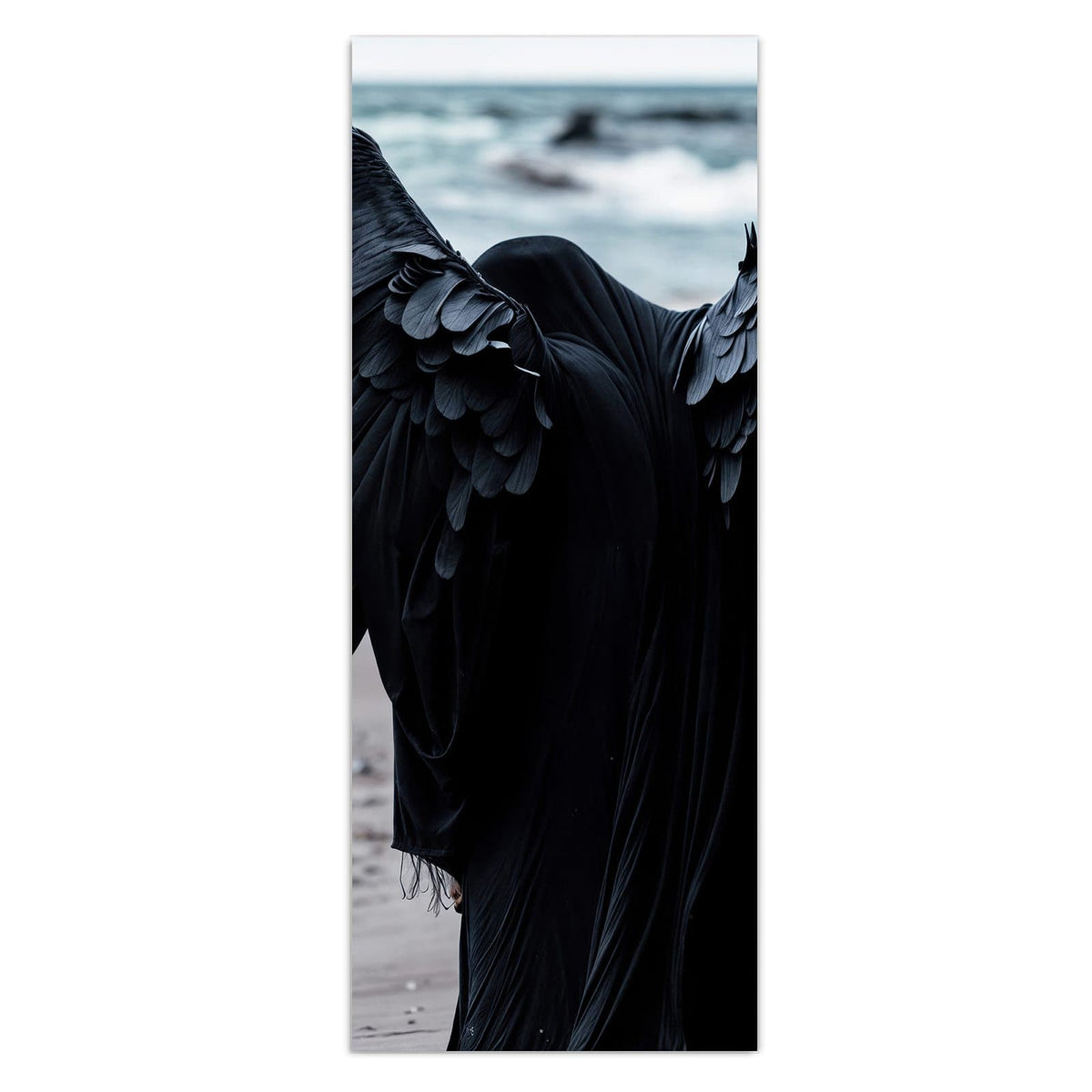 Wandbild - Schwarzer Engel - Hochformat – Schwarzer Engel am Strand