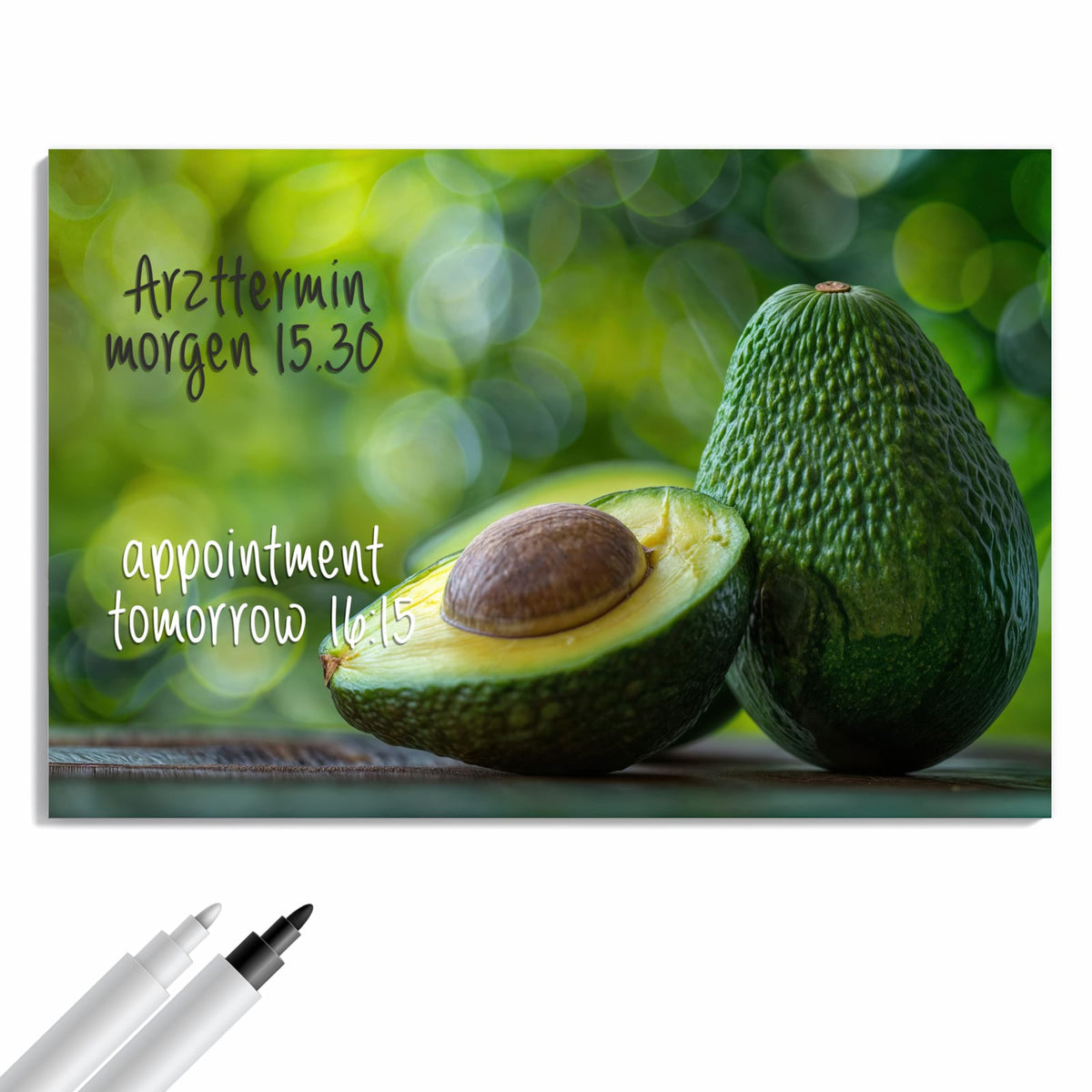 Beschreiben, abwischen, anheften – Metall Magnettafel - Halbierte Avocado