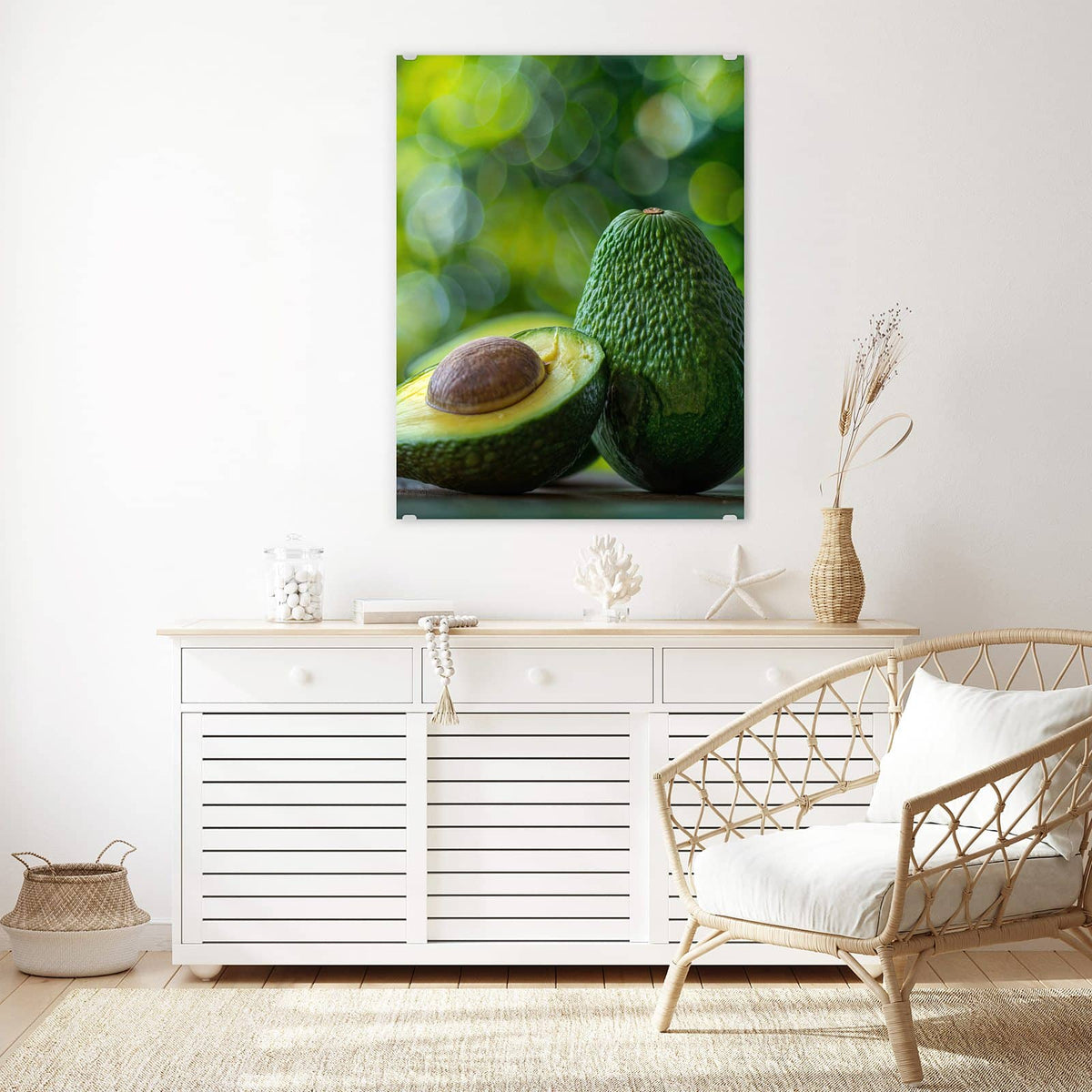Aufhängung liegt bei – Motiv später wechselbar – Wandbild - Halbierte Avocado - Hochformat