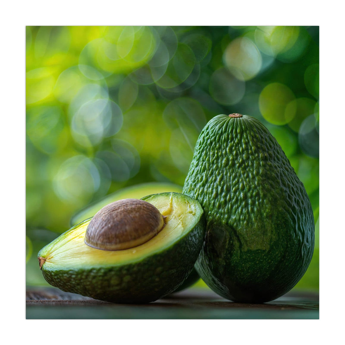 Küchenrückwand aus Glas Halbierte Avocado im quadratischen Format, Motiv bildfüllend von vorn