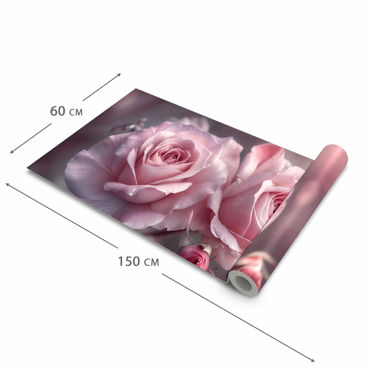 Farbbeständiger waschbarer Küchenteppich mit Motiv Romantische Rosen in der Grösse 80x300 cm