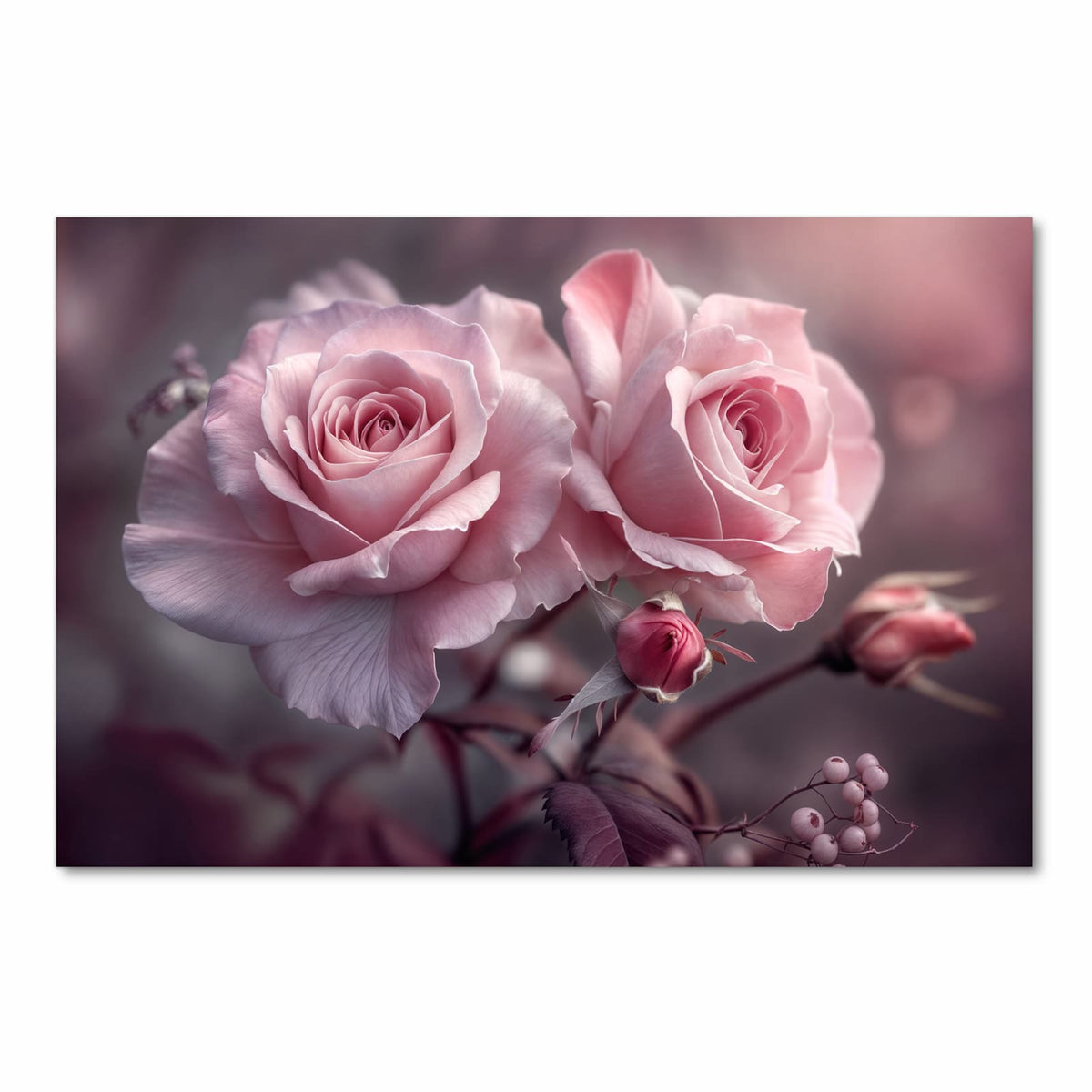 Geruchsneutraler waschbarer Teppich für die Küche mit Motiv Romantische Rosen in Frontansicht