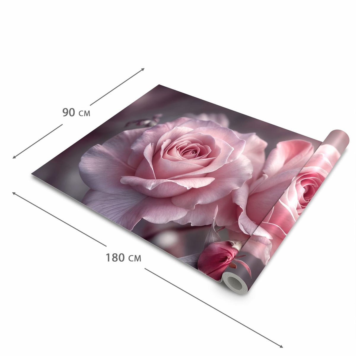 Schmutzabweisender waschbarer Küchenläufer mit Motiv Romantische Rosen in der Größe 90x180 cm