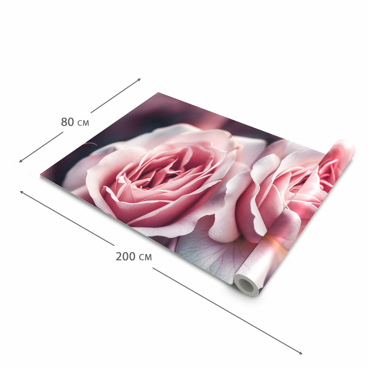 Waschbarer Bodenläufer Teppich mit Motiv Rosenblüten Duo in der Grösse 80x300 cm