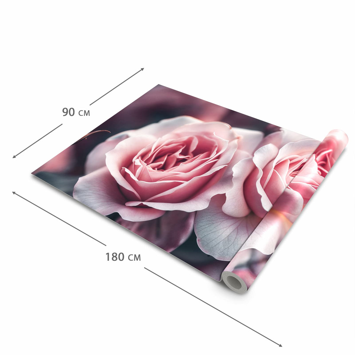 Bodenschonender rutschfester Küchenteppich mit Motiv Rosenblüten Duo in der Grösse 80x300 cm