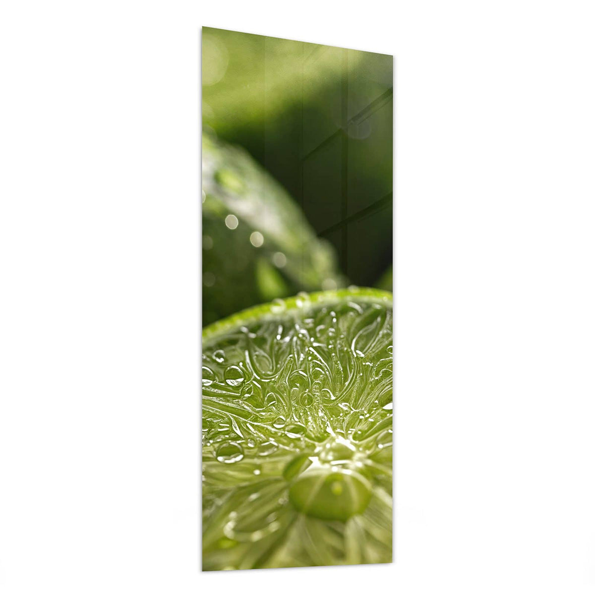 Glasbild Nasse Limettenscheibe von der Seite, 4 mm Echtglas