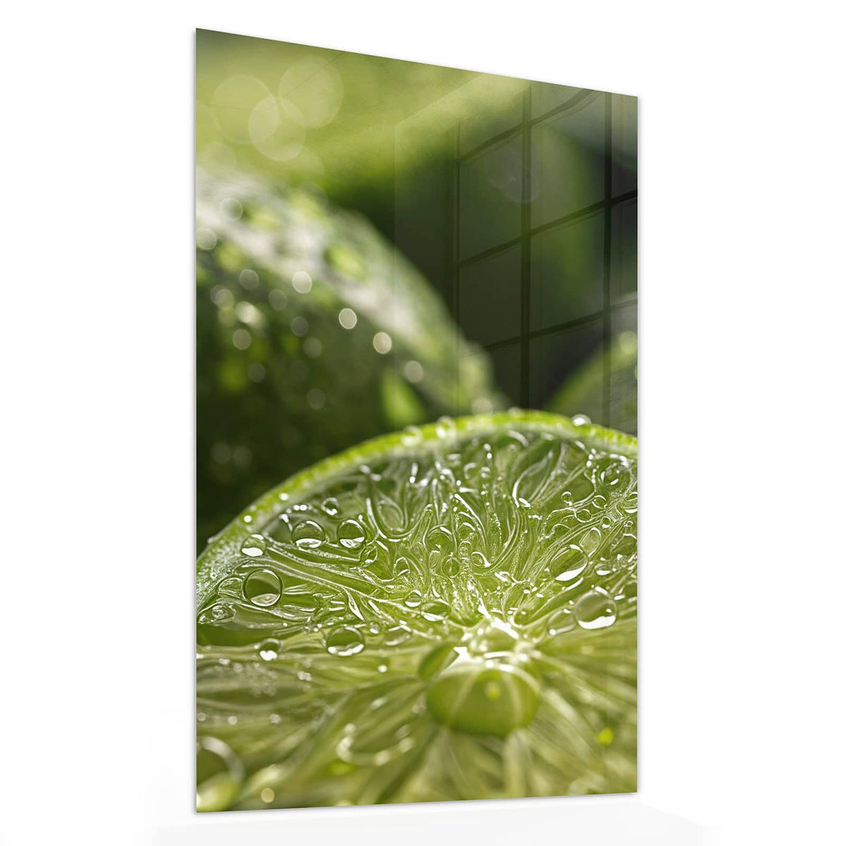 Glasbild Nasse Limettenscheibe von der Seite, 4 mm Echtglas