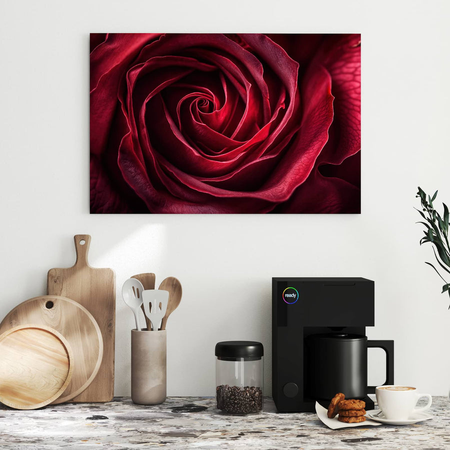 Maße Metall Magnettafel - Tiefrote Rosenblüte