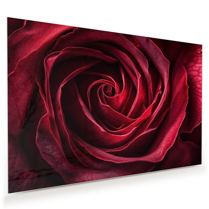 Wandbild mit dem Motiv Tiefrote Rosenblüte