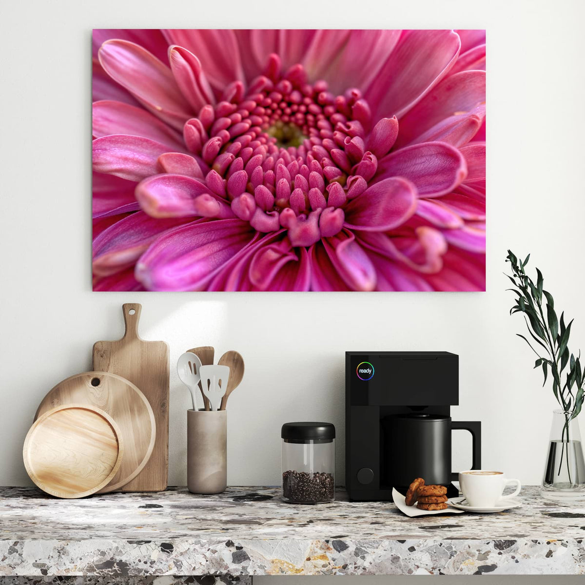 Metall Magnettafel - Pinke Blütenspirale – Pinke Blüte in Spiralform