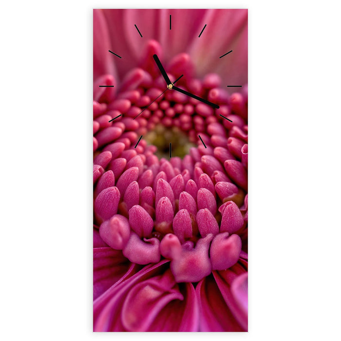 Wanduhr Nahaufnahme Blume aus Glas – Hochformat 30 × 60 cm mit Ziffernblatt Linie