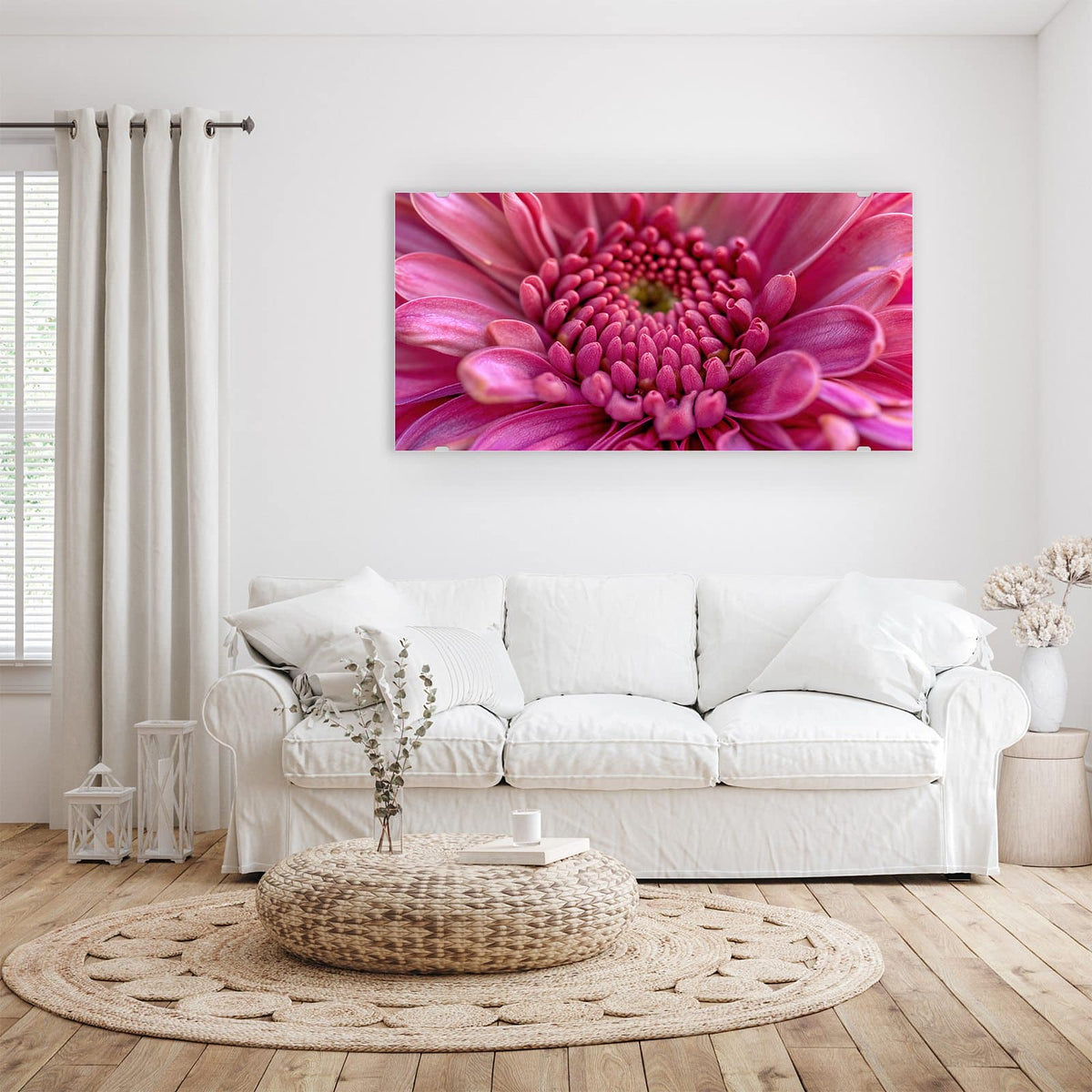 Wandbild - Pinke Blütenspirale - Querformat – Pinke Blüte in Spiralform