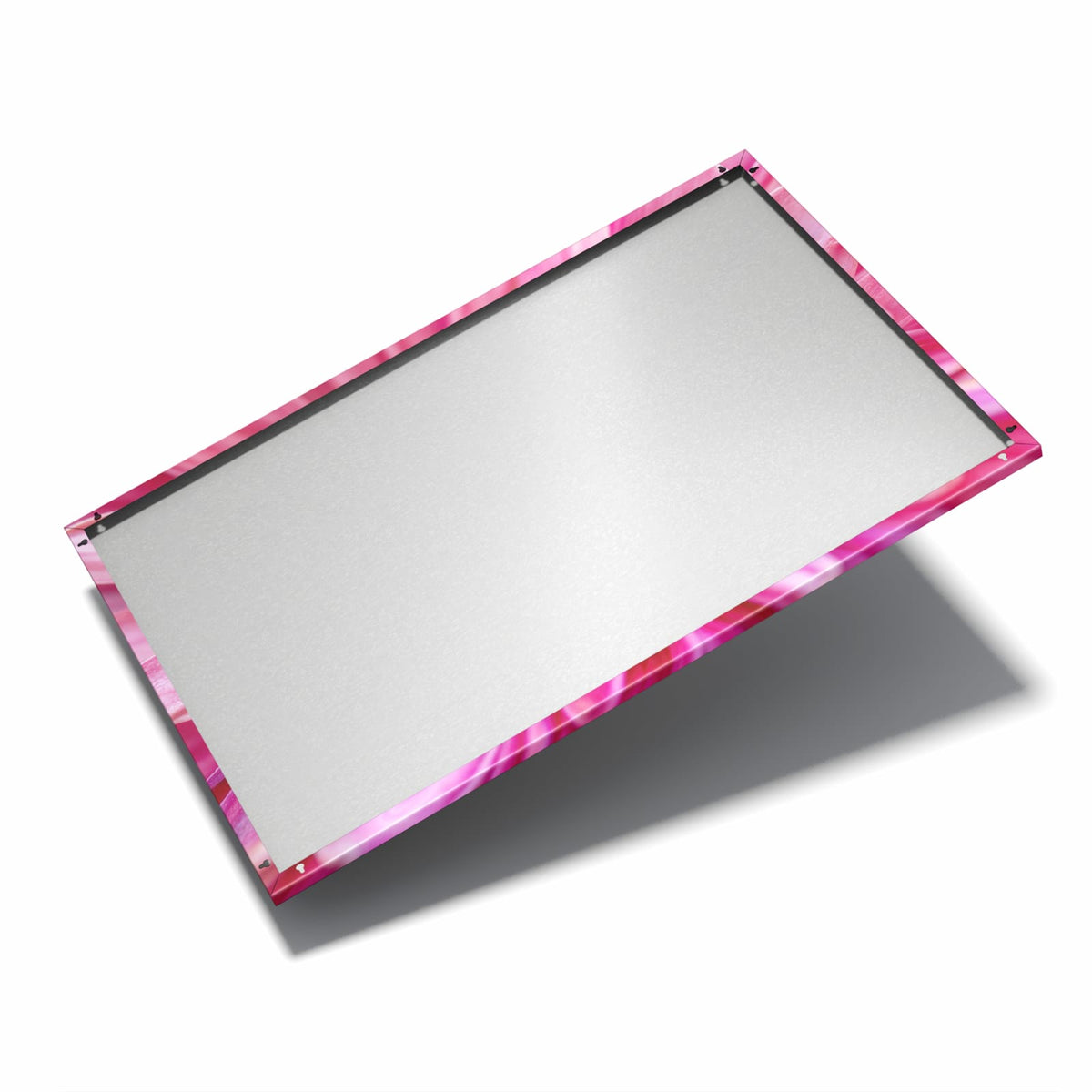 Nur 7 mm – liegt eng an der Wand – Metall Magnettafel - Pinke Blütenspirale