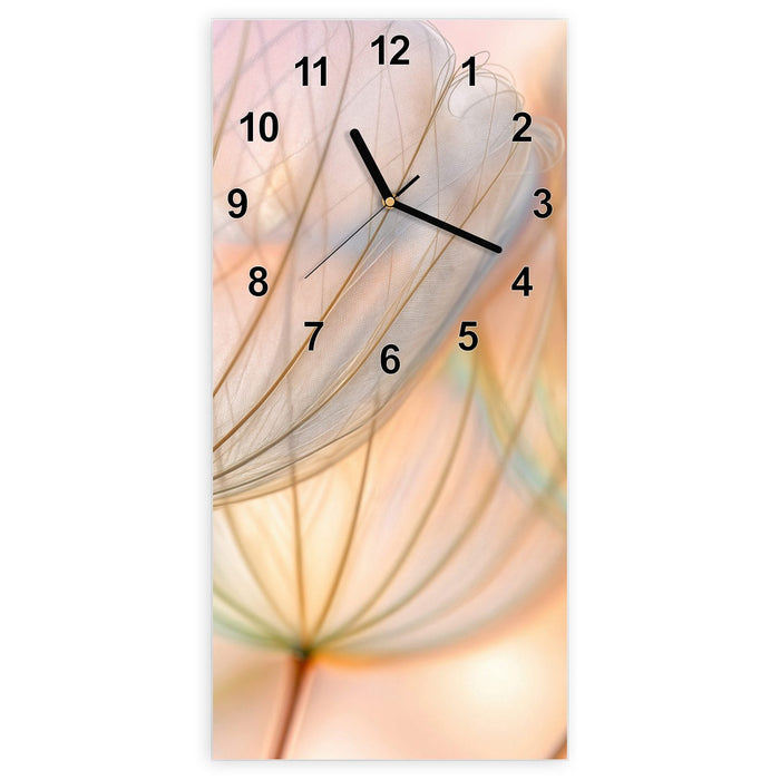 Wanduhr Pusteblumen Kunst aus Glas – Hochformat 30 × 60 cm mit Ziffernblatt Modern