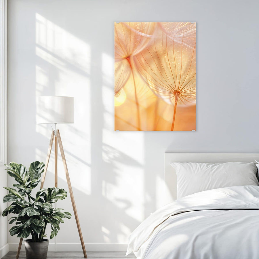 Maße Wandbild - Pusteblume im Goldlicht - Hochformat