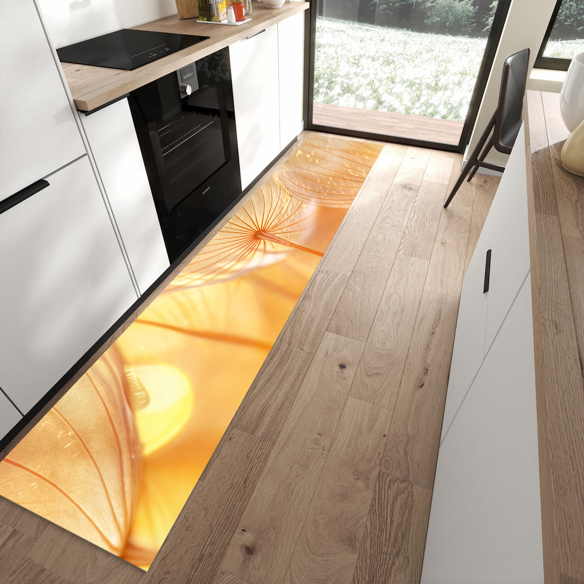 13 Größen – von 60 × 90 bis 80 × 300 cm – Küchenläufer - Pusteblume im Goldlicht