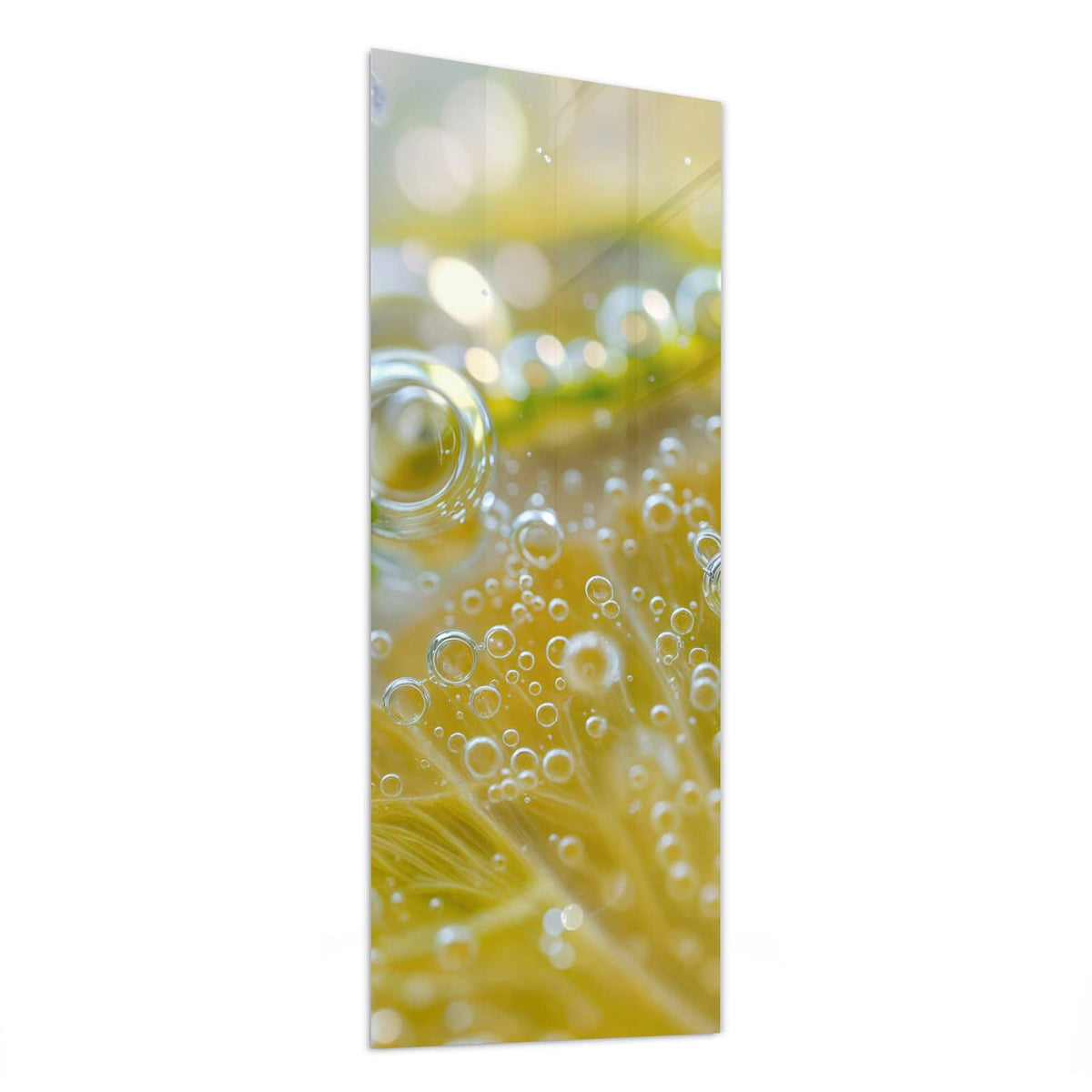 Glasbild Zitrone im Sprudel von der Seite, 4 mm Echtglas