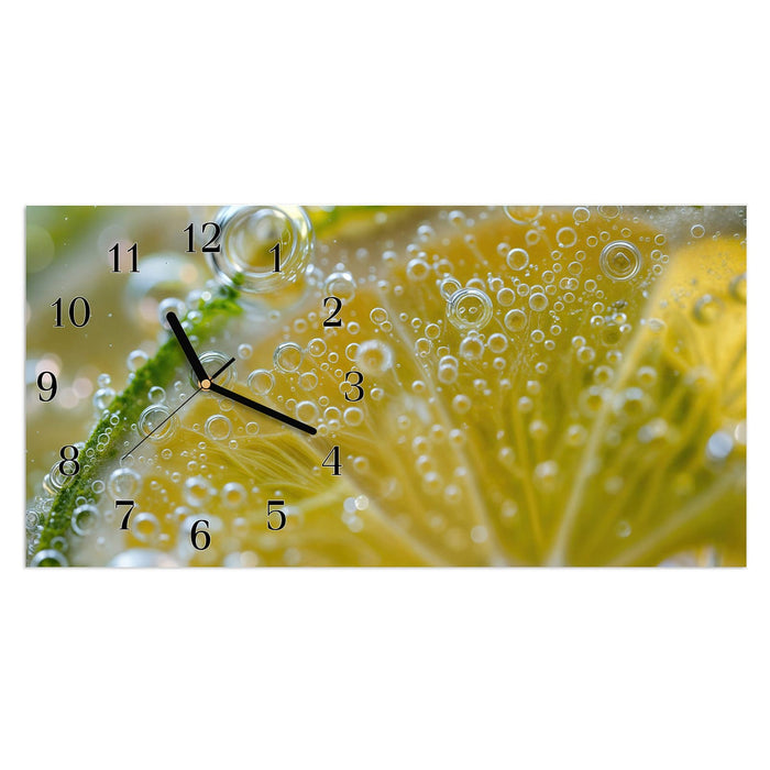Wanduhr Sanfte Zitronenscheibe aus Glas – Querformat 60 × 30 cm mit Ziffernblatt Klassisch