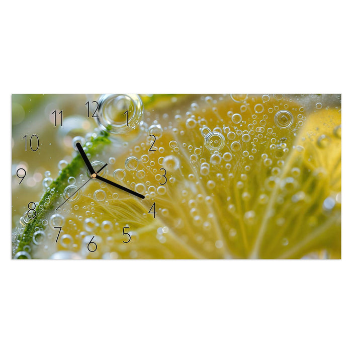 Wanduhr Sanfte Zitronenscheibe aus Glas – Querformat 60 × 30 cm mit Ziffernblatt Elegant