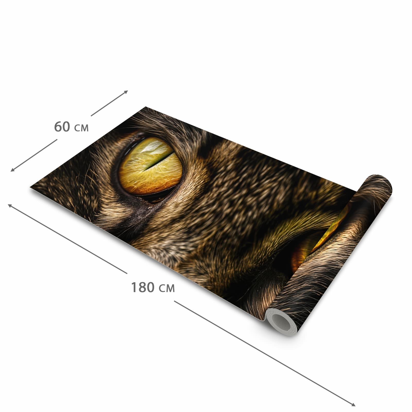 Geräuschdämpfender Küchenteppich mit Motiv Katzenaugencloseup in der Größe 60x240 cm