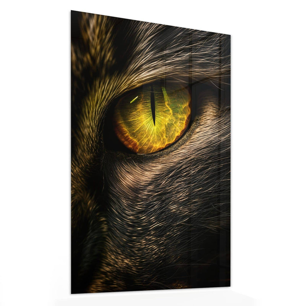 11 Größen – von 30 × 60 bis 60 × 150 cm – Wandbild - Gelbgrünes Katzenauge - Hochformat