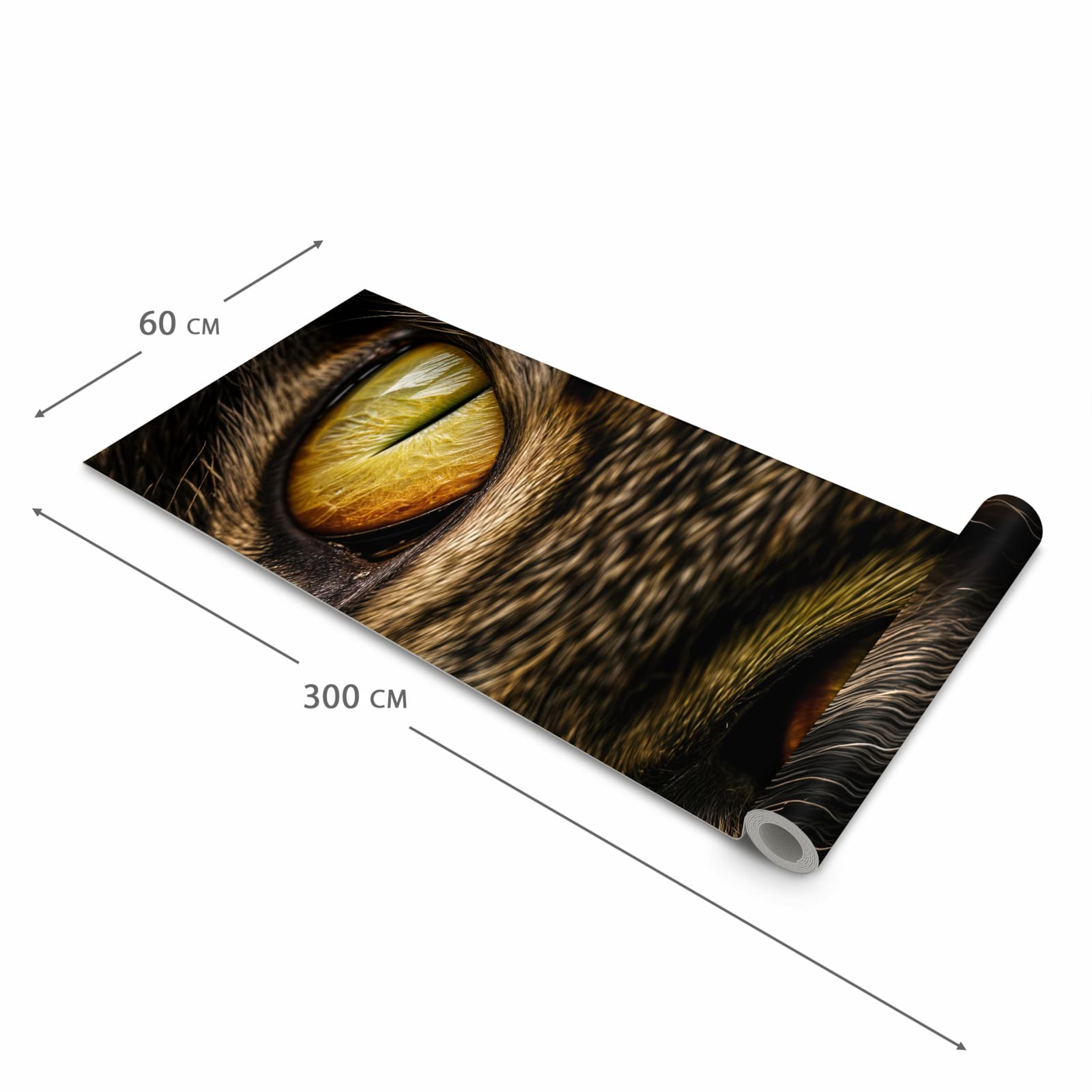 Waschbarer Küchenteppich mit Motiv Katzenaugencloseup in der Grösse 60x240 cm für Trittkomfort