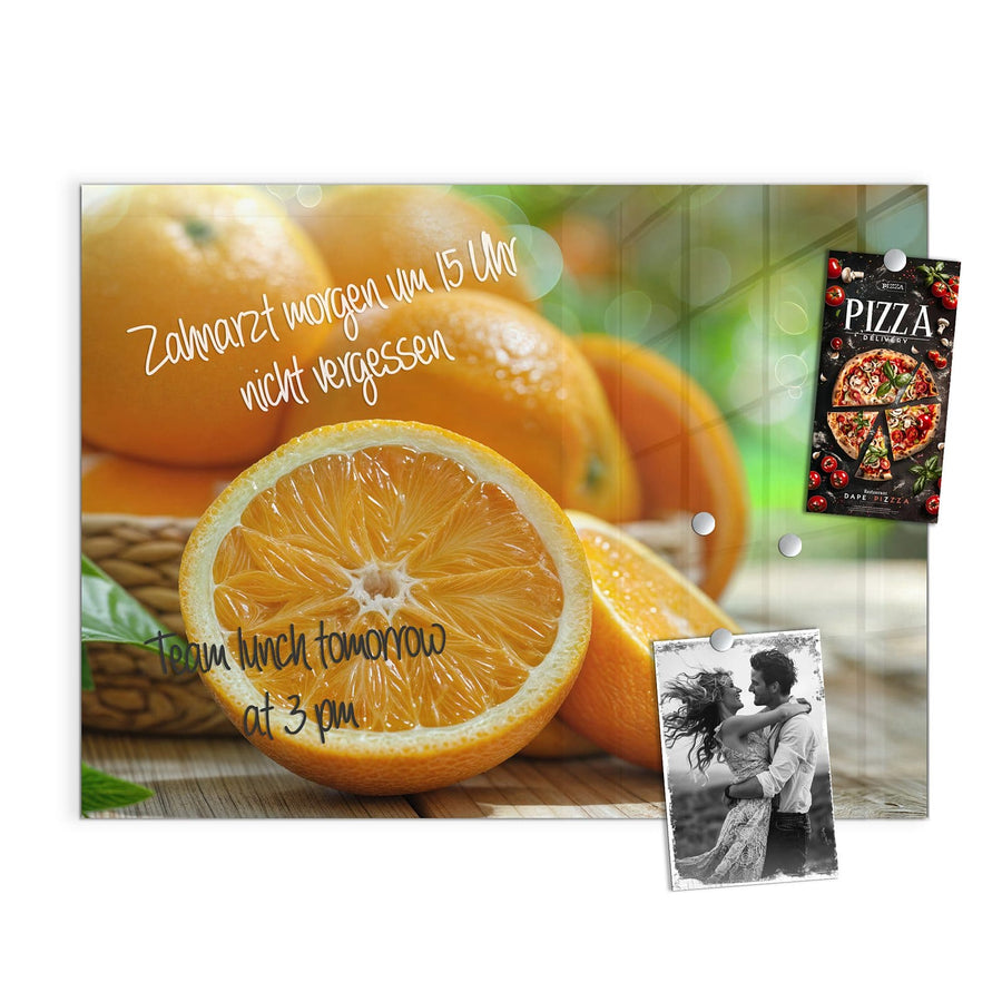 Maße Magnettafel - Orangen auf Holz