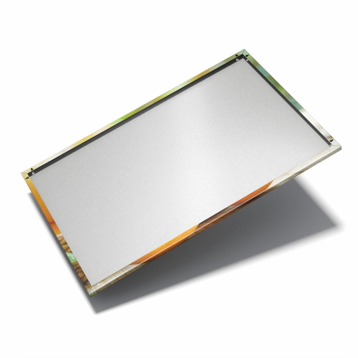 Nur 7 mm – liegt eng an der Wand – Metall Magnettafel - Orangen auf Holz