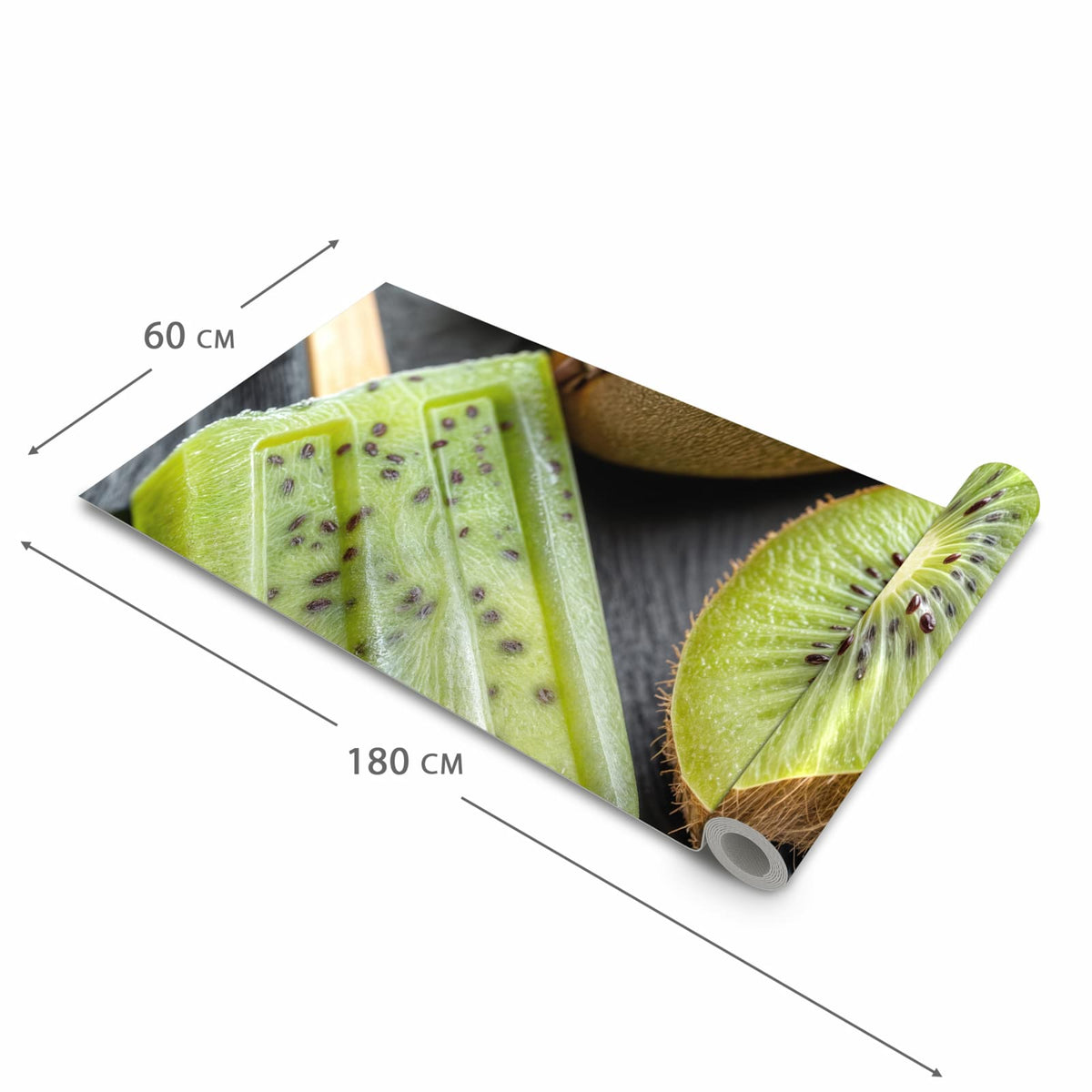Feuchtigkeitsresistenter Bodenläufer mit Motiv Kiwi Eis am Stiel in der Grösse 80x200 cm