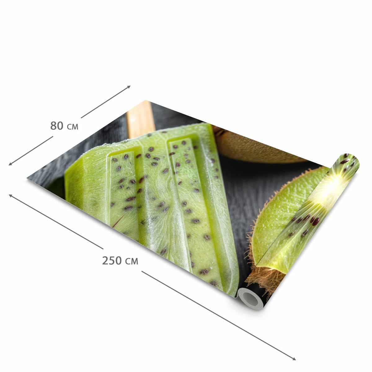 Küchenteppich mit Motiv Kiwi Eis am Stiel in der Grösse 80x200 cm zum sicheren Aufbewahren