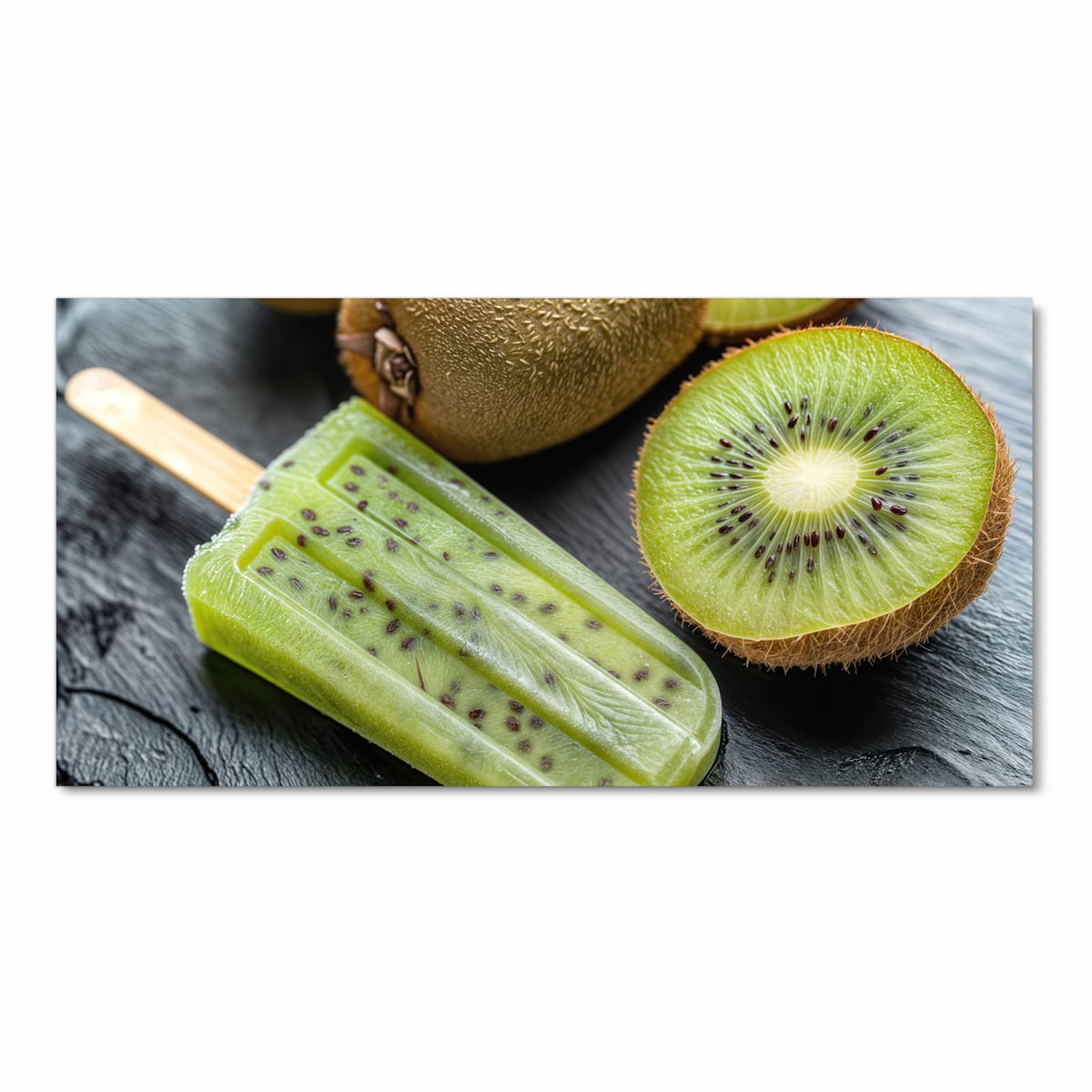 Küchenläufer mit Motiv Kiwi Eis am Stiel in Frontansicht für angenehme Haptik