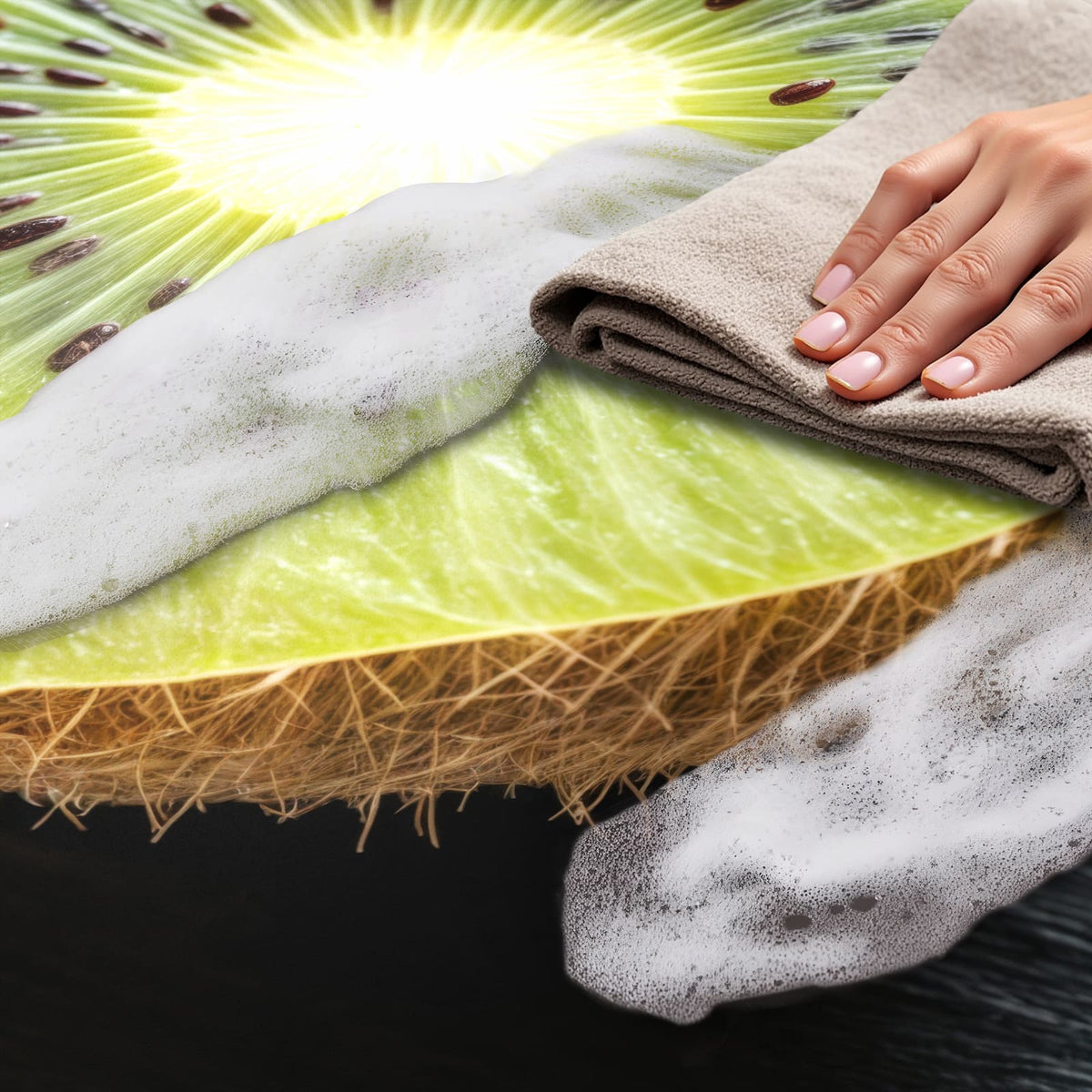 Feuchtigkeitsresistenter Läufer für Eingangsbereich mit Motiv Kiwi Eis am Stiel, einfach zu reinigen