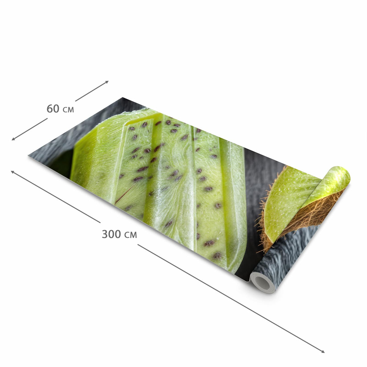 Bodenschonender waschbarer Küchenteppich mit Motiv Kiwi Eis am Stiel in der Grösse 80x200 cm